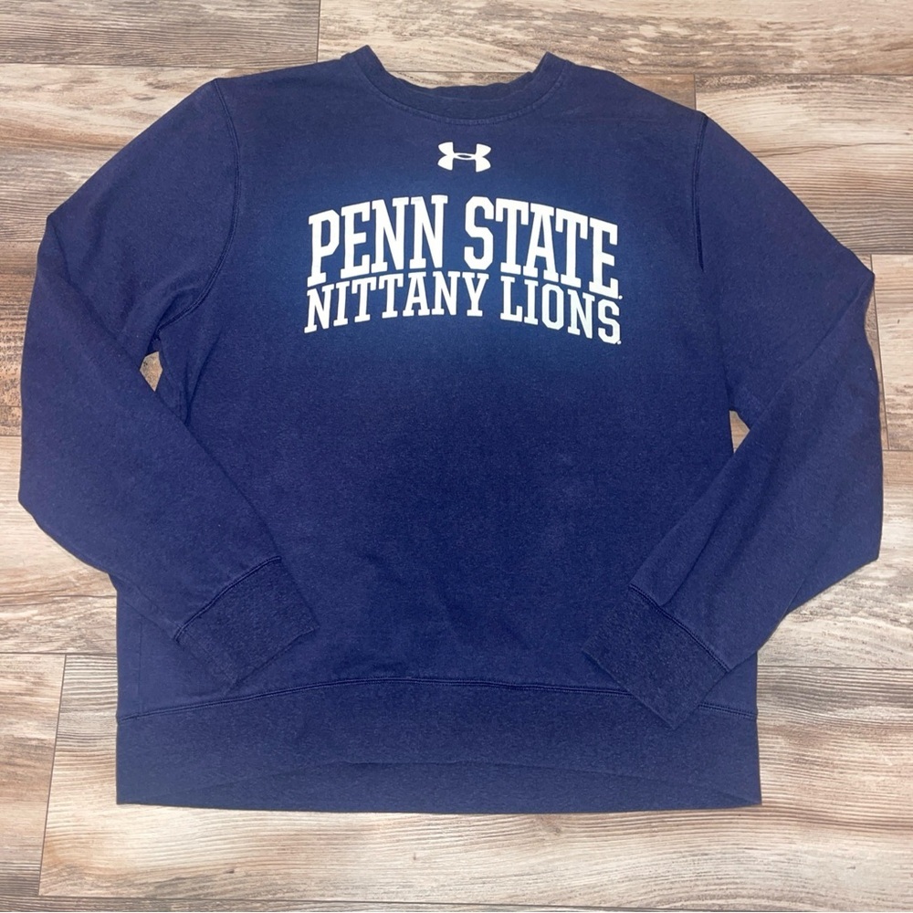 Penn State Nittany Lions Under Armour Crew Neck Sweatshirt Large Loose Blue PSU